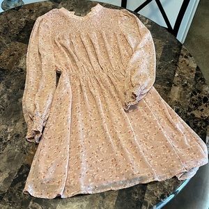 flower long sleeve dress soft pink